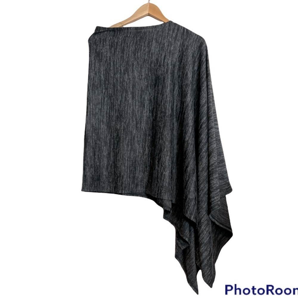 LOGO By Lori Goldstein Poncho Heather Charcoal Gray Size ML